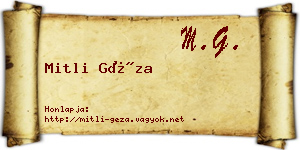 Mitli Géza névjegykártya